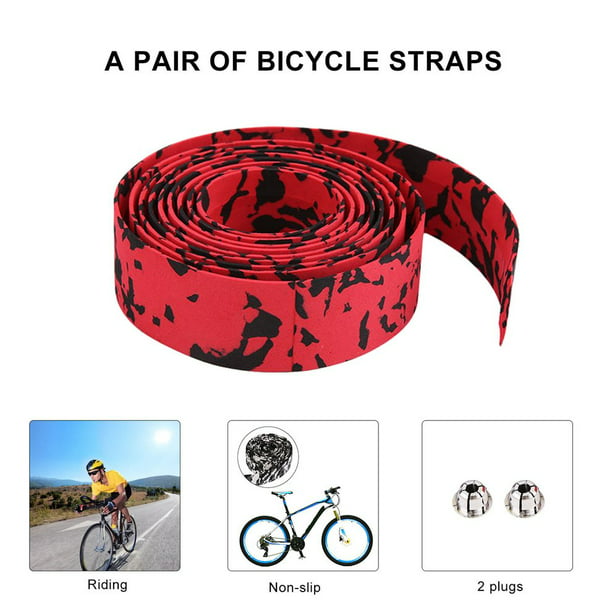 1 Pair Road Bike Bicycle Handlebar Bar Grip Wrap Ribbon Tape 2 Bar Plugs RQ